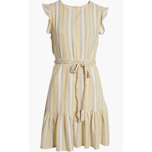 Marine Layer Laney Stripe Tiered Cotton Mini Dress in Beachy Stripe, XL - Picture 4 of 12